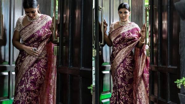  பட்டு சேலையில் அம்சமாக இருக்கும் ஐஸ்வர்யா ராஜேஷ்!