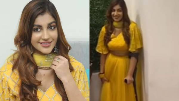 கையில் வாங்கிங் ஸ்டிக்குடன்…  கடை திறப்பு விழாவிற்கு வந்த யாஷிகா !