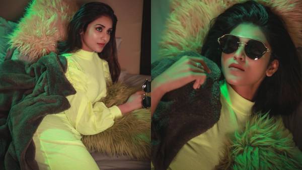 குளிர்காலத்திற்கு குளு குளு போட்டோ ஷூட்.. அசத்தும் இந்துஜா! 