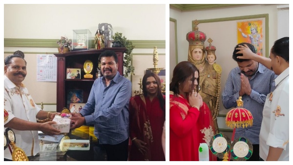 ஷங்கர் மகள் திருமண வரவேற்பு.. தயாரிப்பாளர் கே.டி. குஞ்சுமோனை சந்தித்து வாழ்த்து பெற்ற இயக்குநர்!