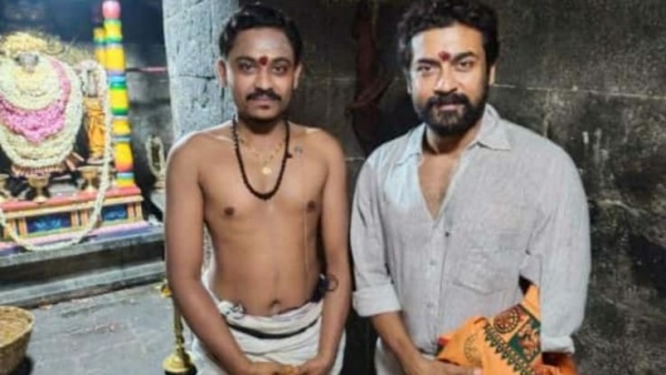 அடுத்தடுத்த வெற்றிகள்... சூட்டிங் இடைவெளியில் பிரபல கோயிலுக்கு விசிட் அடித்த சூர்யா! 