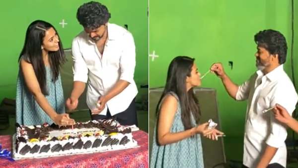 கேக் ஊட்டிய விஜய்... துள்ளி குதித்த அபர்ணா தாஸ்... என்ன கொண்டாட்டம்னு பாருங்க! 