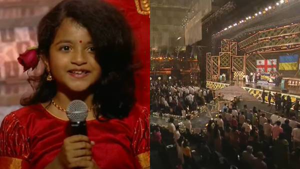 Sivakarthikeyans daughter Aaradhana sung Tamil thai Vazhtthu in Chess Olympiad closing ceremony Sivakarthikeyans daughter Aaradhana sung Tamil thai Vazhtthu in Chess Olympiad closing ceremony