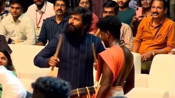 செண்டை மேளத்தை இசைத்த விக்ரம்