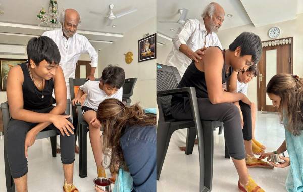 தாத்தாவுடன் தீபாவளி கொண்டாடிய பேரன்கள் யாத்ரா-லிங்கா