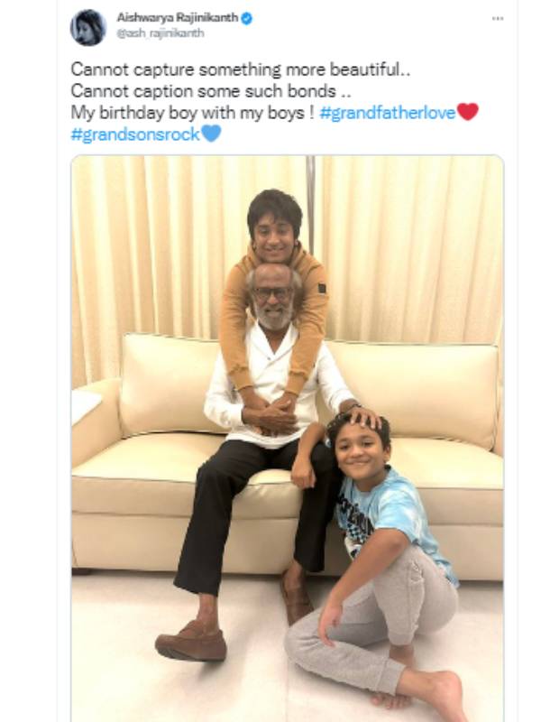பேரக் குழந்தைகளுடன் ரஜினி